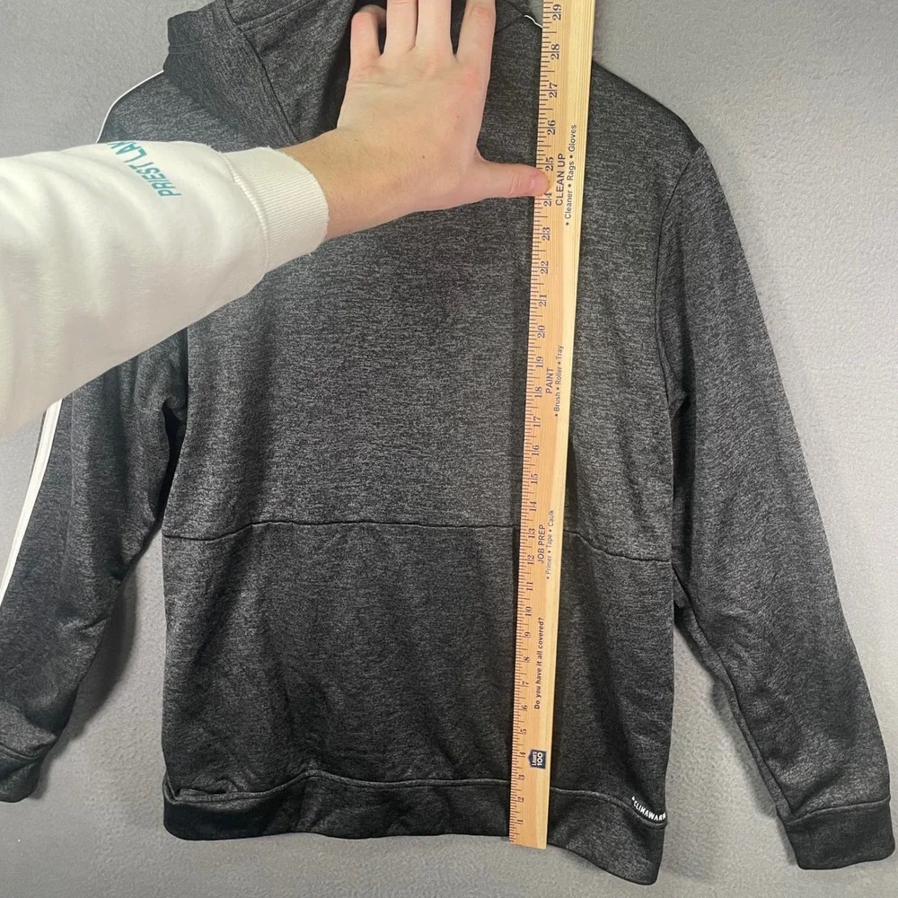 Adidas Full Zip Hoodie Mens Medium Gray Excellent Climawarm‎ 3-Stripes FL5611